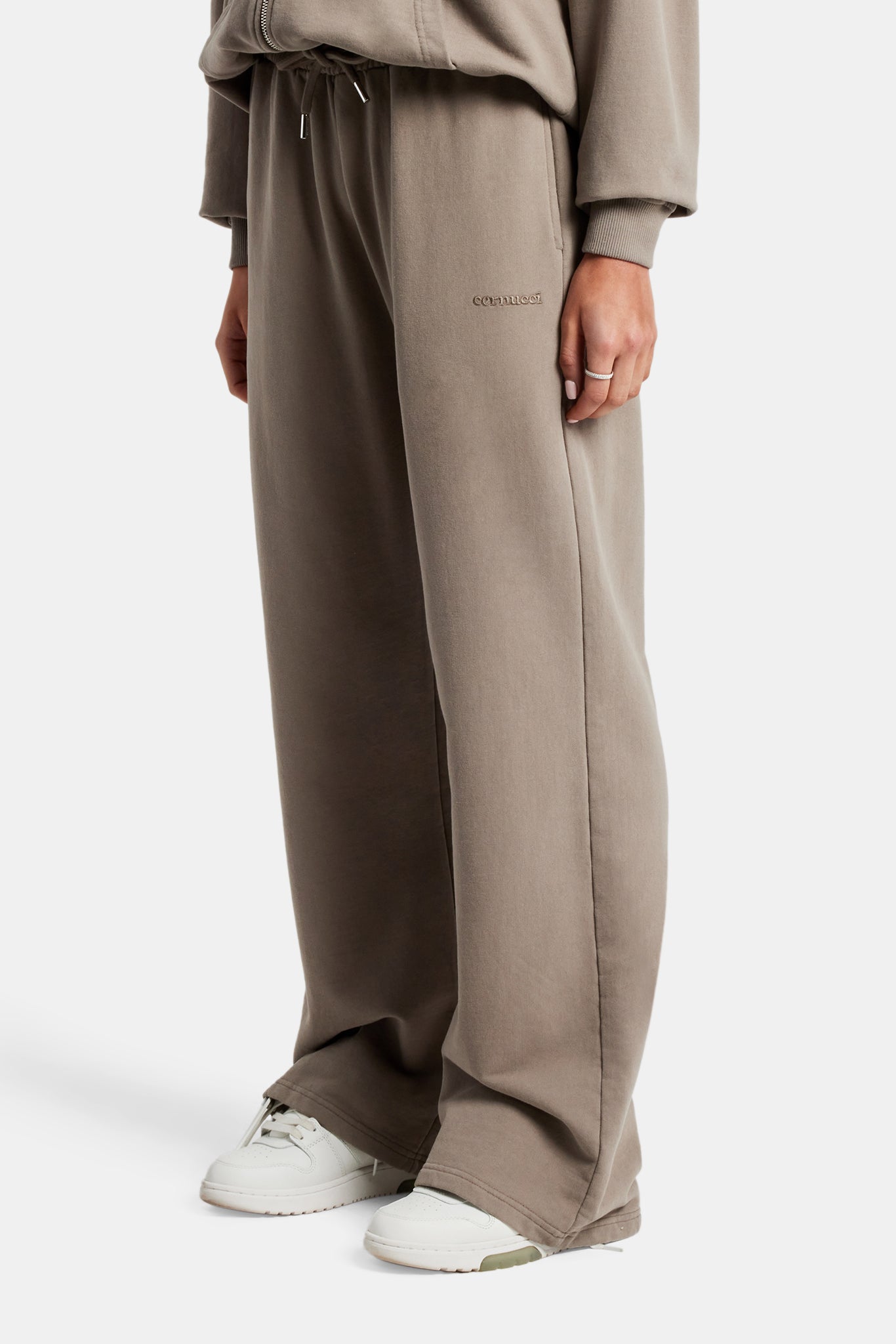 Damen-Jogginghose mit weitem Bein – Taupe